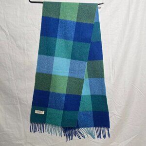 John Hanly & Co Woven in Ireland Lambswool Scarf - Blue Green Square
